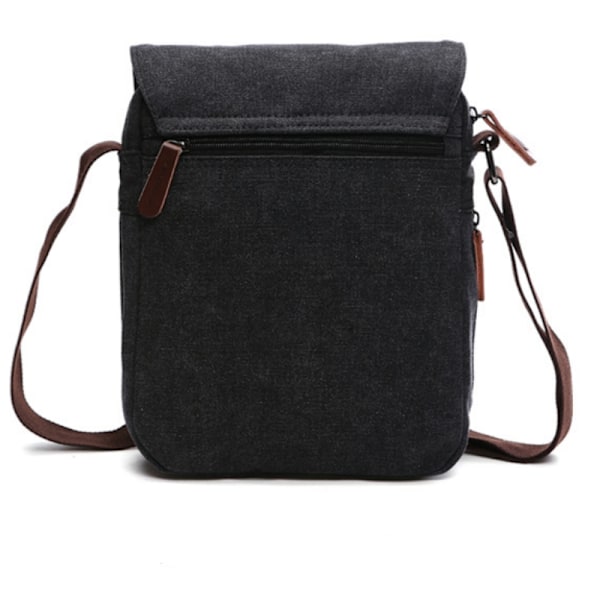 Sportig crossbody-väska i canvas och läder Svart