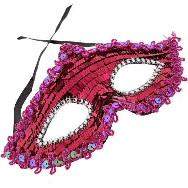 Topkids Accessoarer Masquerade Mask för kvinnor och män Fuchsia Sequin
