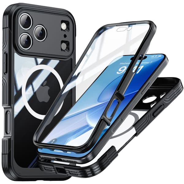 Shockproof 9H Glass Case for iPhone 17/iPhone 17 Pro/iPhone 17 Pro Max - Full Protection with Magnetic Design iPhone 17 Pro