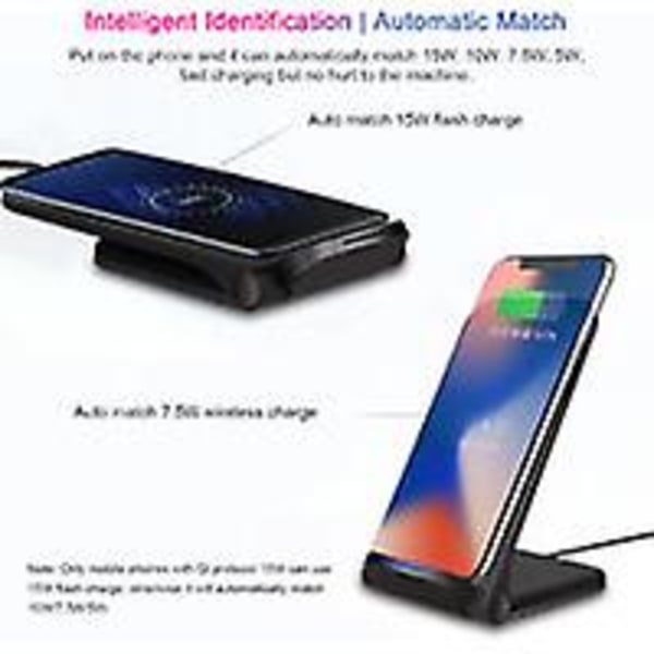 Trådlös laddare 15W Vertikal Trådlös Snabbladdningsställ Qi-kompatibel Ersättning för iPhone 12 11 Pro Samsung S20 Plus Laddare för Qi-aktiverade Enheter