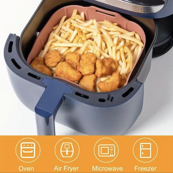 Two Oven Mitts Silicone Air Fryer Silicone Baking Pan Square Microwave Oven Roasted Chicken Mold Square Baking Tray