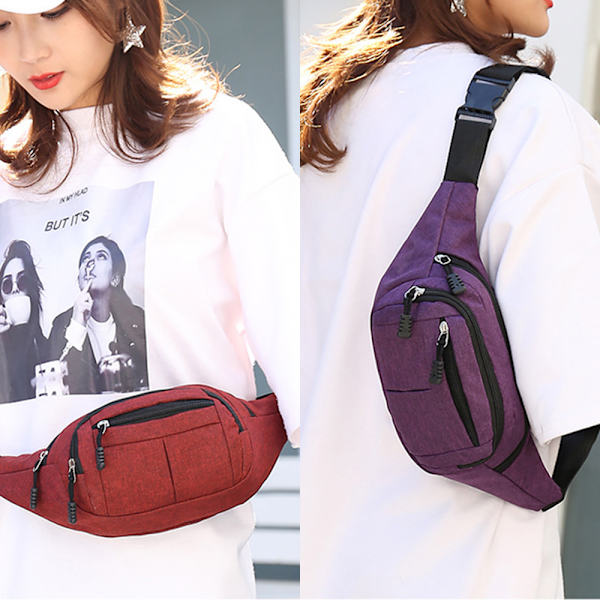 Midjeväska Herr Dam Fanny Pack Semesterpengar Bältespåse purple