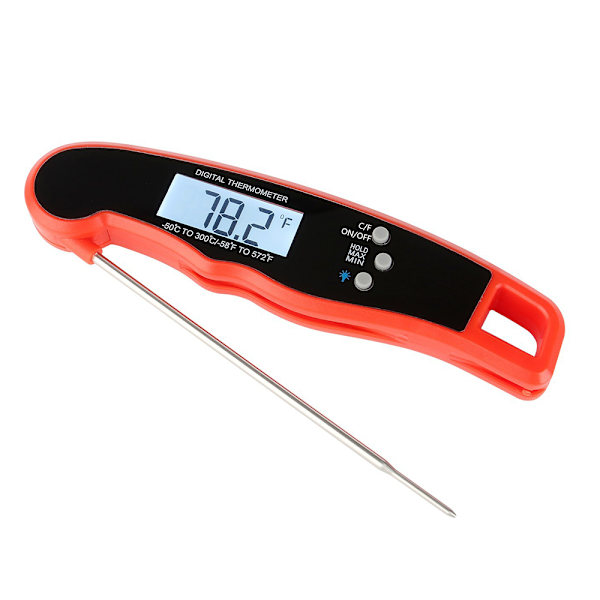 Vattentät Kötttermometer, Digital, 3 Sekunders Läsning, Röd
