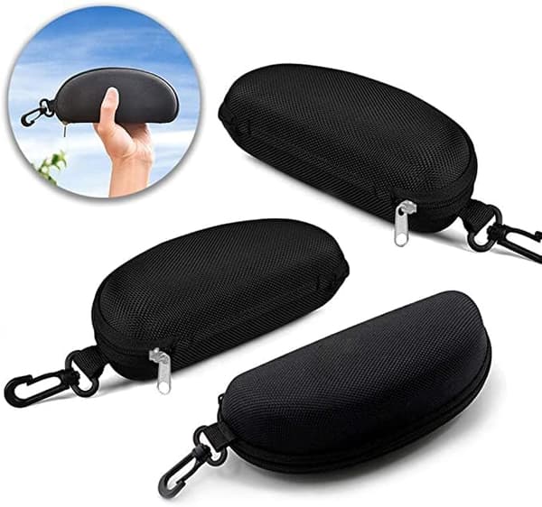 3-pack dragkedja Shell glasögon och solglasögonfodral med plastkarbinhake