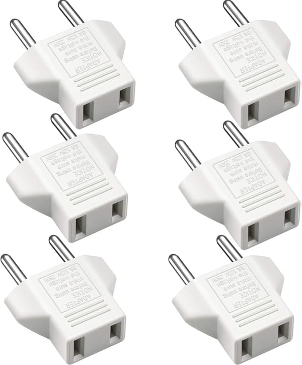 USA till EU-adapter, [6-pack] 2-stift CN Kina USA-Amerika till 2-stift EU