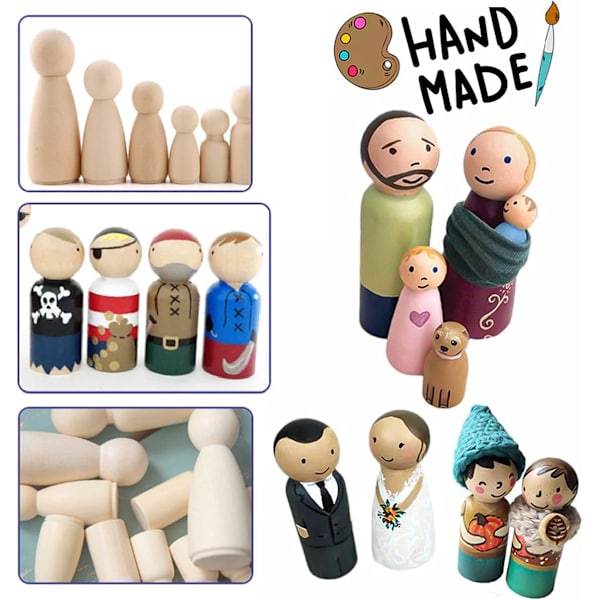 50 st Hängdockor Träfigurer Barnmålning, Trä Till