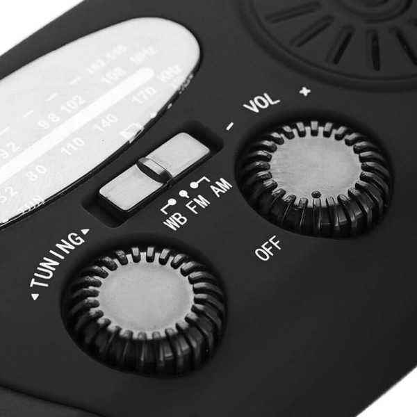 Högkvalitativ Nödradio med Solpanel - För Elbehov Black
