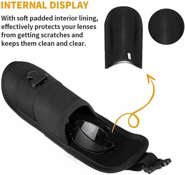 Sunglasses Case Tactical Eyeglasses Hard Portable Case with Belt Clip Black