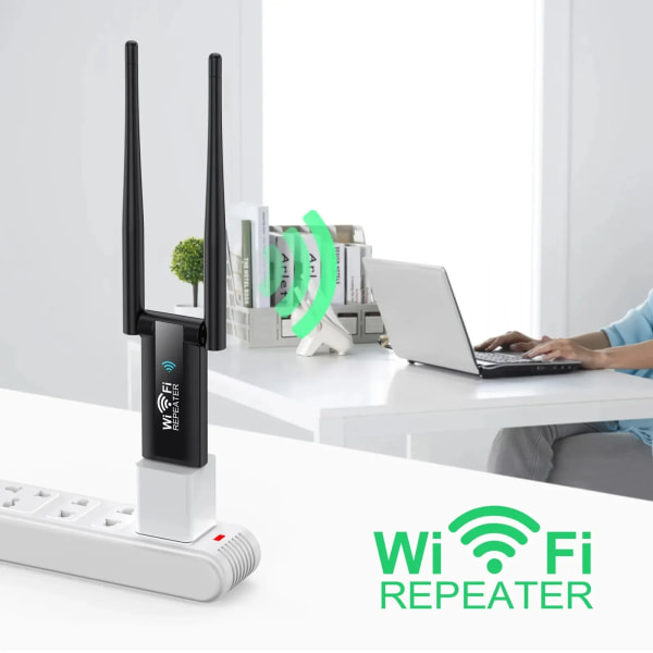 USB Wifi-repeater 300M Wi-Fi-signalförstärkare 2.4G Trådlös Extender 2 Antenn Långräckvidd Wi Fi-adapter för stationär dator Bärbar dator
