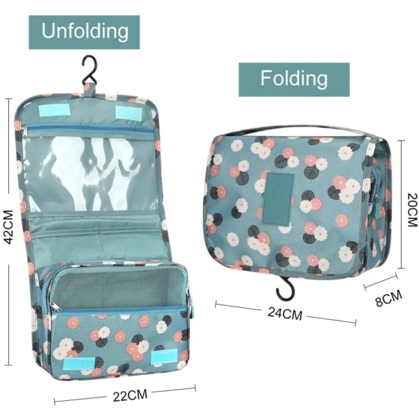 Toalettväska för att hänga upp necessär dam tvättväska uni kosmetisk väska åkpåse med krok för vattentät necessär