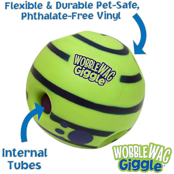 Wobble Wag Giggle Ball, Interaktiv Hundleksak, Roliga Fnisslande Ljud, 14cm