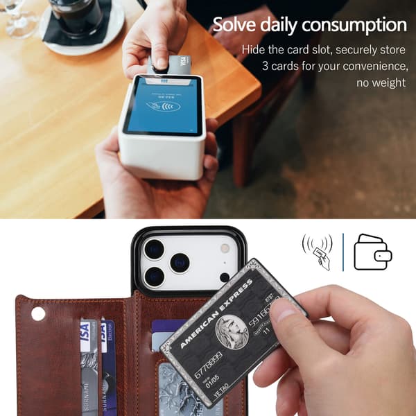 Affärsmässigt läderfodral med flip-funktion för iPhone 17/iPhone 17 Pro/iPhone 17 Promax iPhone 17
