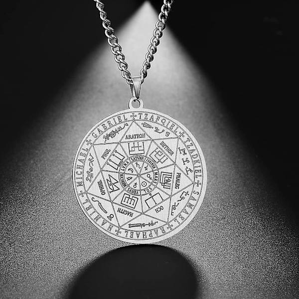 Säl av de 7 ärkeänglarna Hänge Halsband Nyckelring för män St Michael 7 ärkeänglars säl Andligt skydd Amulettmedalj Hedniska smycken Kvinnor