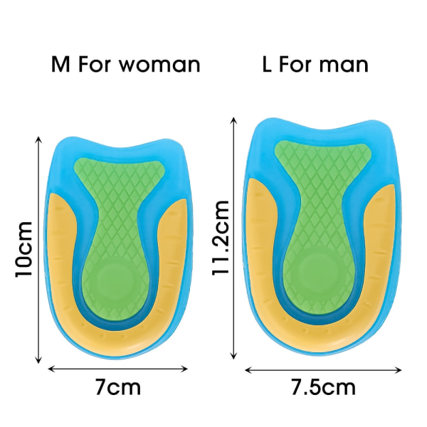 Silikon Gel Innersulor för U-formad Halv Häl Innersula Höjdökning Skopålägg M