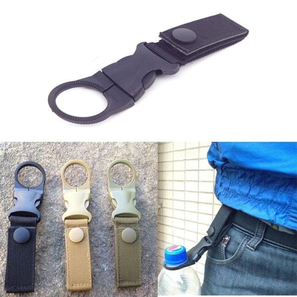 Vattenflaska Spänne Hållare Clip Molle Karbinhake Bälte Webbing Hängare Krok 4ST Black