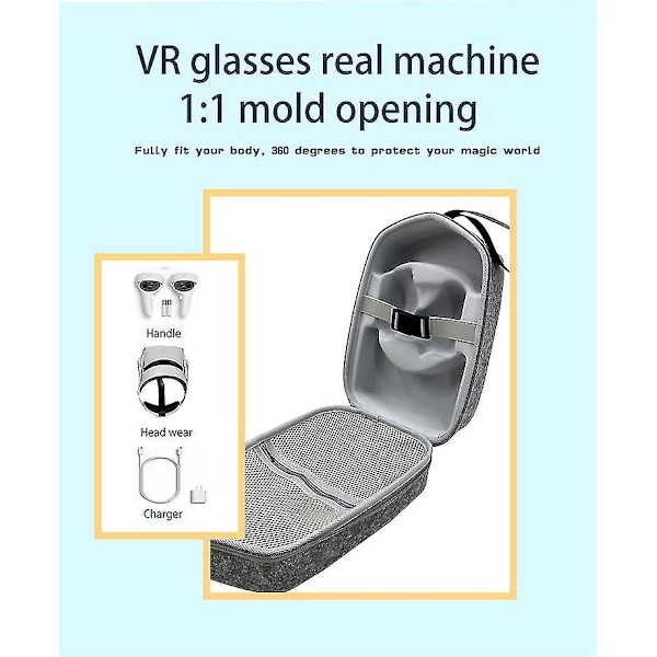 Hårdt fodral kompatibelt med Meta/Oculus Quest 2 Basic/Elite-version, stort fodral Stora