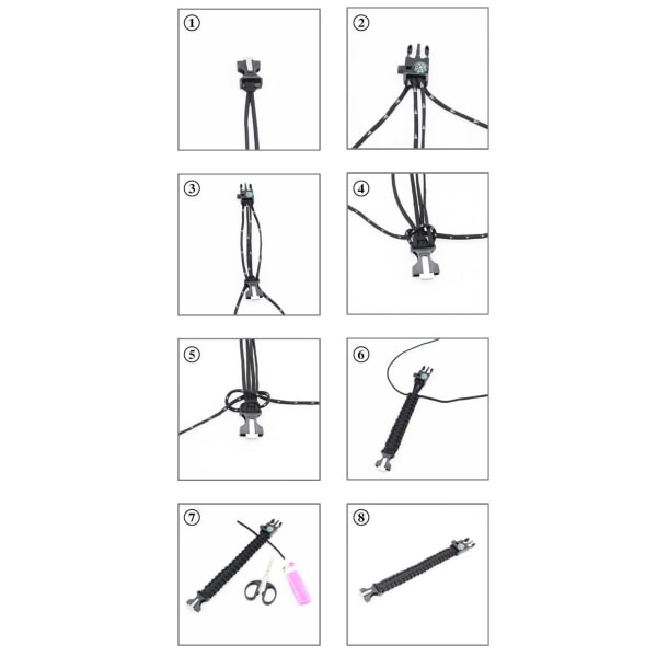2 st 5-i-1 Paracord Överlevnadsarmband med Eldstartare, Kompass m.m.