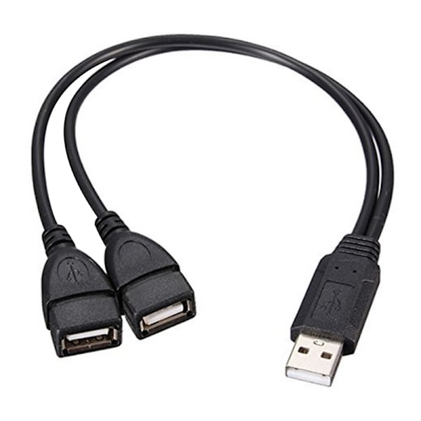 1* USB 2.0 A hane till 2 dubbla hona Jack Y Splitter Hub Power