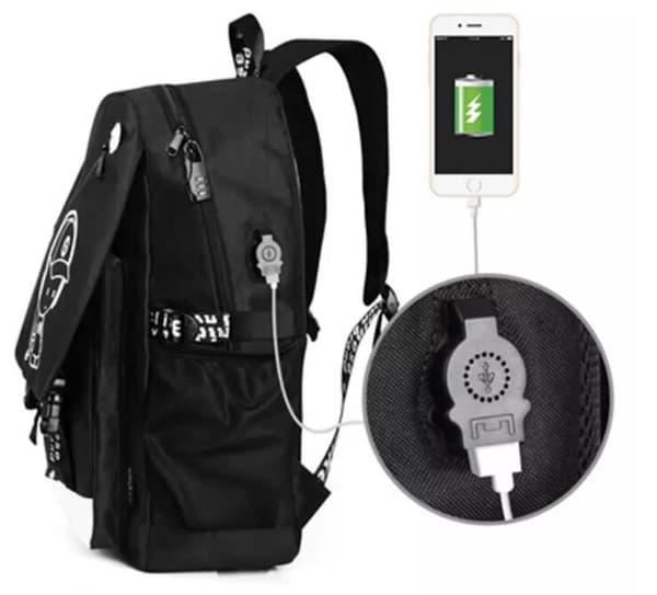 Ryggsäck för bärbar dator: Självlysande, USB-port, Organiserad