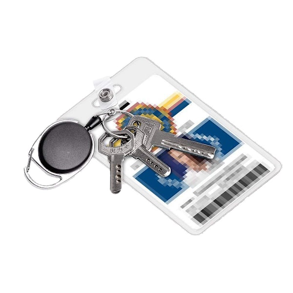 2-pack ID-märkeshållare med klämma – Märkesrullar Infällbar Heavy Duty – Tydlig ID-korthållare Infällbar – Vertikal Lanyard ID-hållare med karbinhake