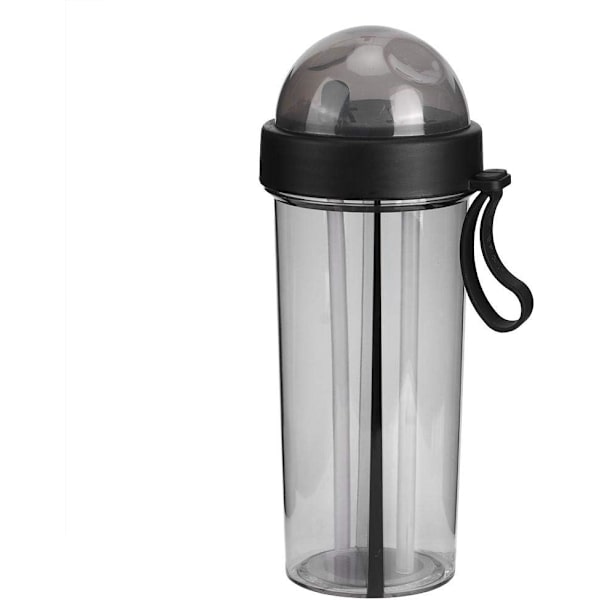 Vattenflaska med dubbla sugrör 600ml, vattenflaskor med 2 fack
