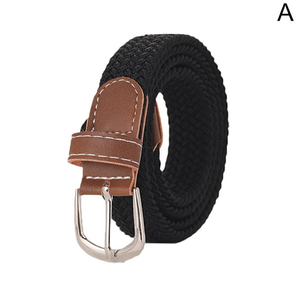 Modebälte Väv Canvas Bälte Metallspänne Herr Dam Fritt Elastiskt Hål Bälte Flätat G5s9 Black