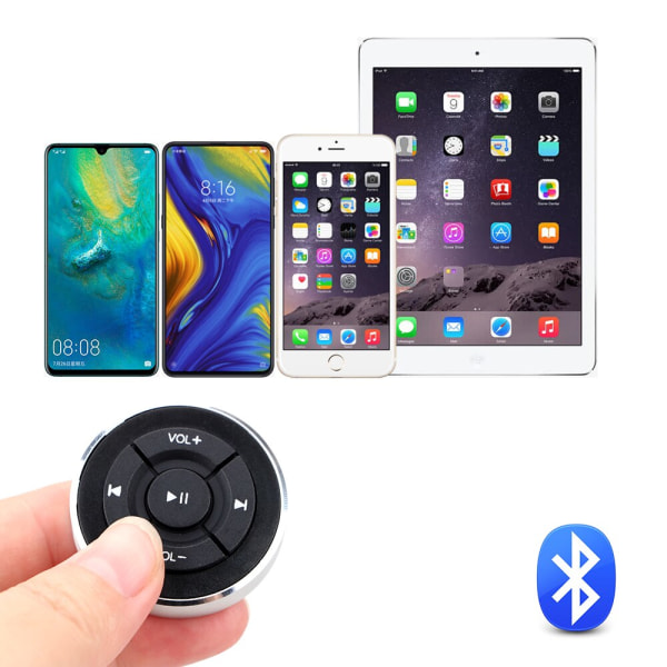 Bluetooth-knappar för ratt, trådlös fjärrkontroll för telefon, surfplatta, radio, FM-spelare, ljudvolym