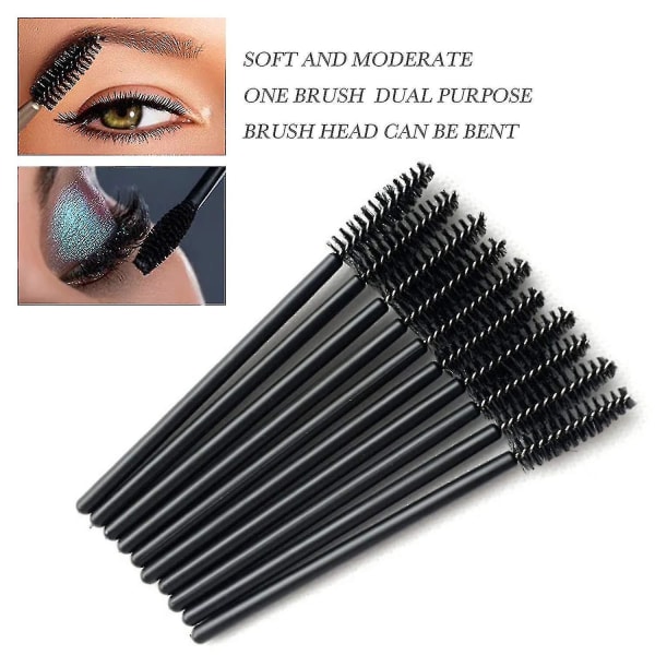 100-pack engångsögonfransmascaraborstar för ögonfransförlängning Ögonbryn och smink (svarta)