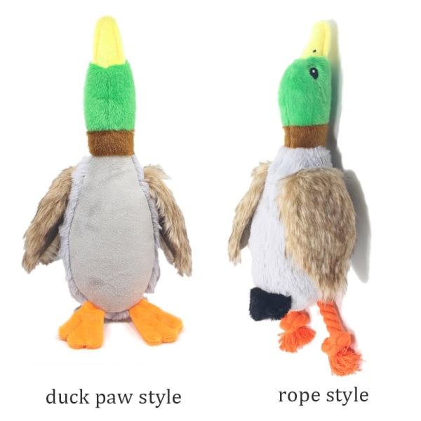 Söt Plysch Anka Ljud Husdjursleksak Djur Kvittrande Hundleksak Rengöring Tand Hund Tugga Rep Tuggleksaker för Små Medelstora Hundar Interaktiv Leksak Duck Feet Style