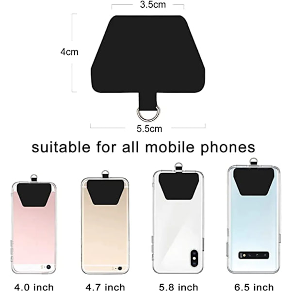 2 st Mobiltelefonkedja, Snodd, Universal Nackrem, Utdragbar Karbinhake för Alla Mobiltelefoner (1 Halsrem + 1 Handledsrem, Svart)
