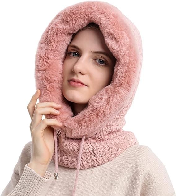 Dam Vintermössa Hattar Ett Stycke Fleecefodrad Stickad Balaclava