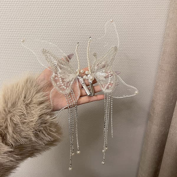 1 par fjärilsformade hårnålar med sidoklämma Söt rörlig Elegant