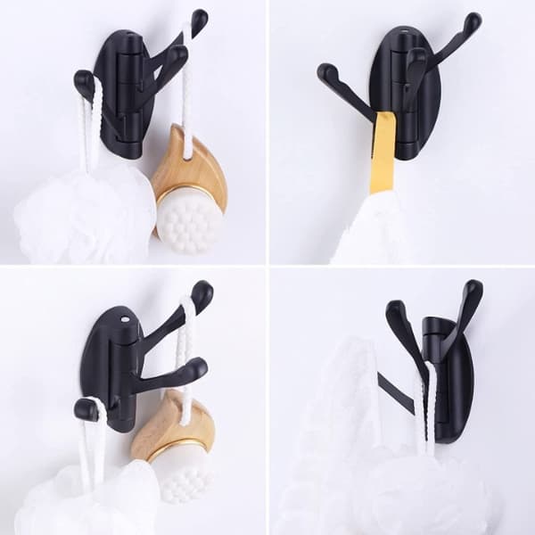 1-pack, Svart Väggmonterad Handdukshållare Badrum 3-arms Metall