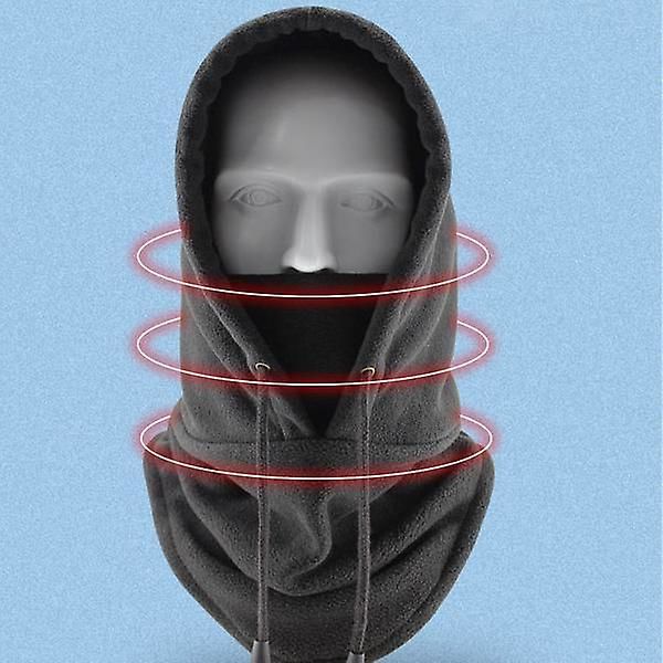 Vinter Varm Ansiktsmask Huva Vindtät Mössa Utomhus Halsduk Tjock Huva Varm Mössa Grey