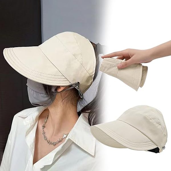Utomhus UV-skydd ihålig topp solhatt, solhatt för kvinnor white