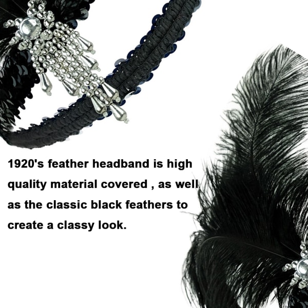 1920-talshuvudstycke för kvinnor Fjäder 20-tals pannband Dekorativt Silver