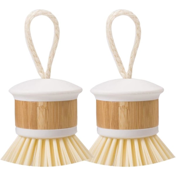 Bambu Palm Scrub Brush, Köksborste för Järngrytor Diskkruka SQBB