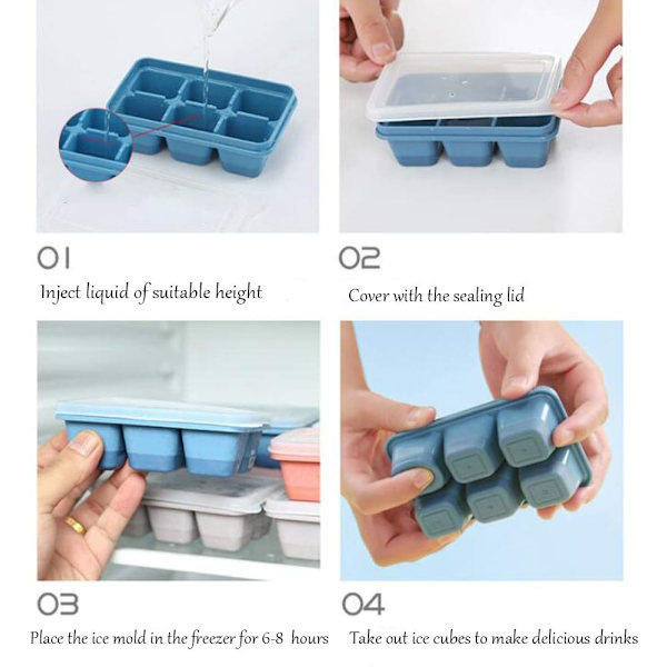 Isbitstråg för frys 3-pack - Miniisbitstråg med lock