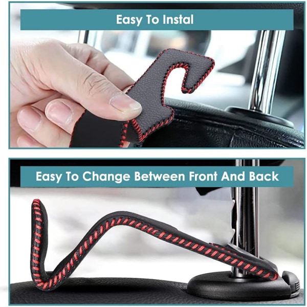 2st Bil Nackstödshängare för Baksätet Black&Red