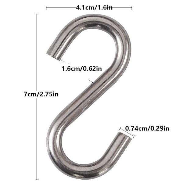 2 st Heavy-Duty S-krokar 2,75 tum Hängmatta Swing S-krokar S-formade