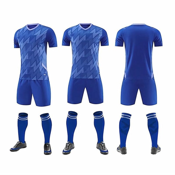 Nytt mode fotbollströjor set för vuxna och barn fotboll T-shirt och shorts Pojkar Futbol träningsdräkter Löpsportkläder M Blue(77681)