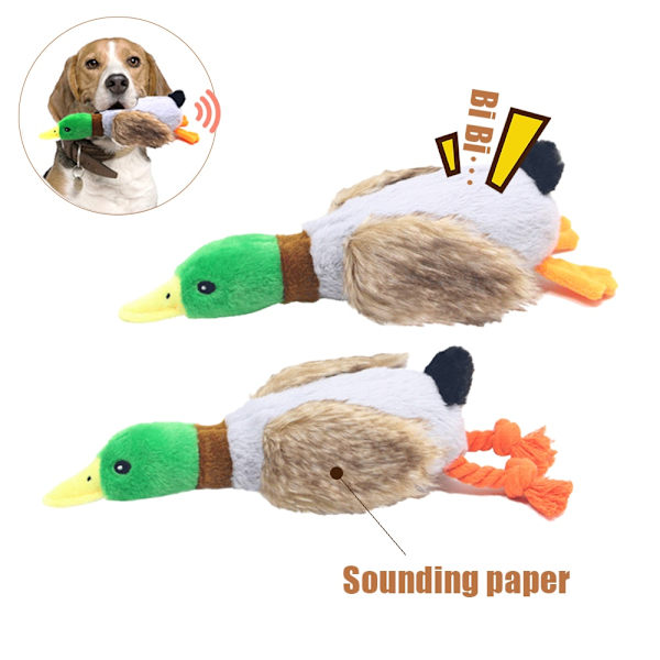 Söt Plysch Anka Ljud Husdjursleksak Djur Kvittrande Hundleksak Rengöring Tand Hund Tugga Rep Tuggleksaker för Små Medelstora Hundar Interaktiv Leksak Duck Feet Style