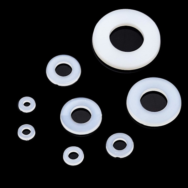 500-pack nylonplastbrickor, nylonplattbrickor, M2 M2.5 M3 M4 M5 M6 M8 M10, nylondistansbrickor med låda