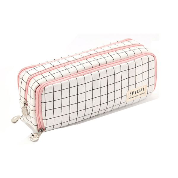 Stort pennfodral Stor kapacitet 3 fack Canvas shape1