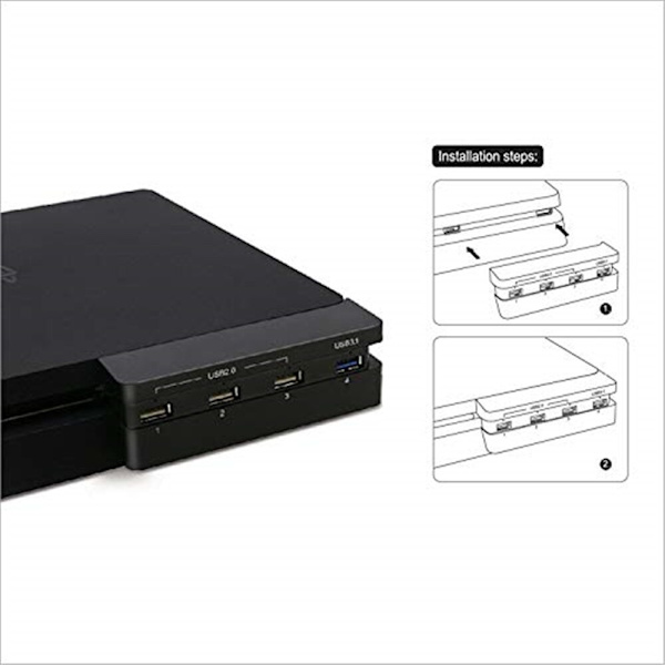 Superkylande fläkt för PS4 Slim + USB-hubb för PS4 Slim (USB 3.1 USB 2.0) för Sony för Playstation 4 Slim