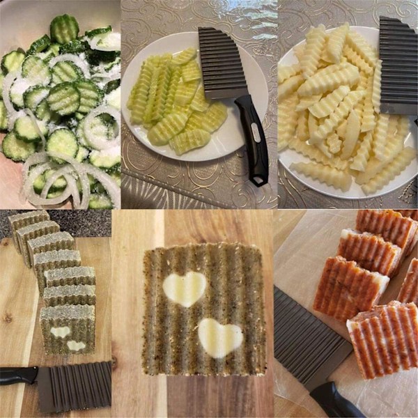 Vågskärare, Potatisskärare, Mångsidig Grönsaksskärare, Räfflad Kniv, Crinkle Cutter, Potatis, Sallad