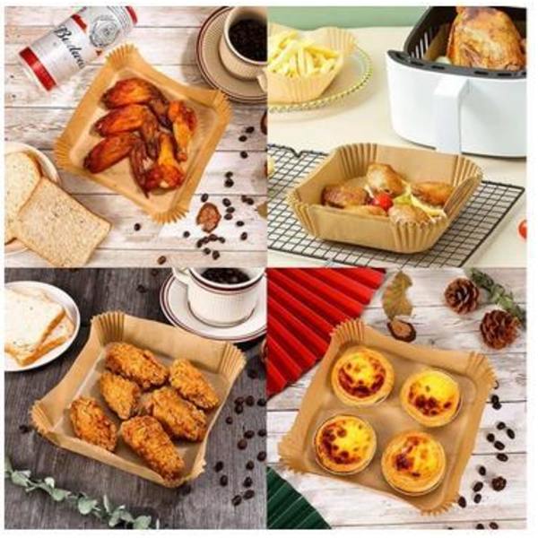 Square 100-Pack Air Fryer Papper - 20 x 20 cm