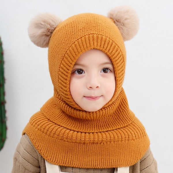 Babyflicka Pojke Balaclava Söt Beanie Halsduk Vintervarma Öronkåpor Kn