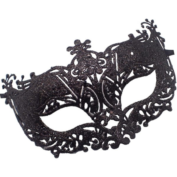 Topkids Accessoarer Masquerade Mask för kvinnor och män Black Glitter Design