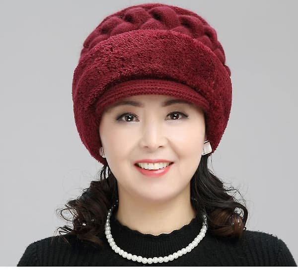 Vintermössa för kvinnor, vintermössa Scarf Slouchy Snow Stickad Skull Cap för tjejer Red